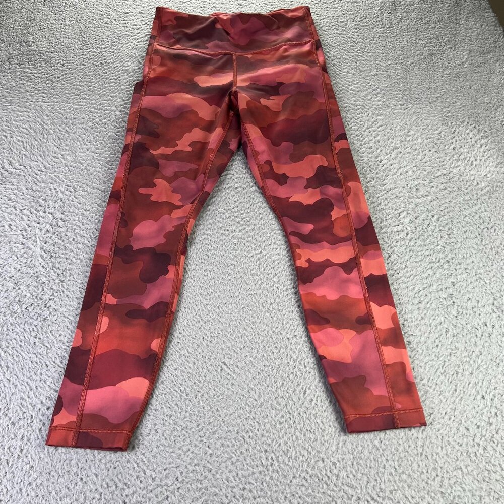 Athleta Ultimate Stash 7/8 Printed Leggings Womens Small Red Pink Camo Athletic